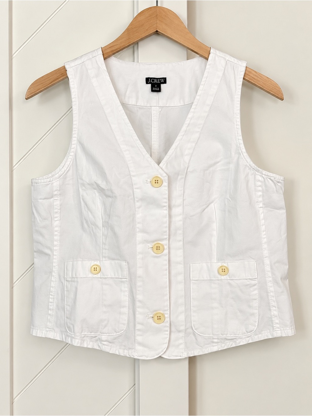 J.Crew Cotton Button Front Vest White Size 2 NWT